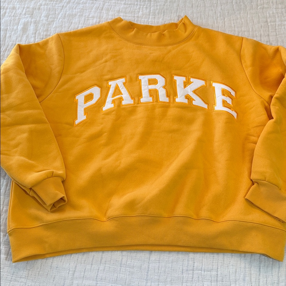 PARKE VARSITY MOCK NECK SWEATSHIRT NEW! Apricot/White NWT(in bag) L/XL - Picture 3 of 12